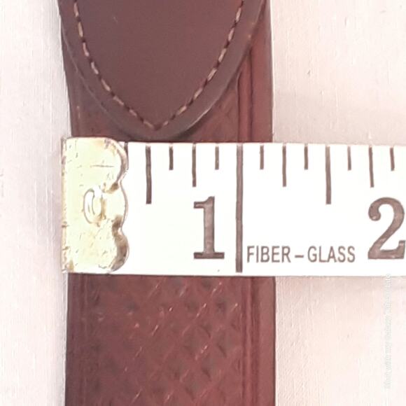 Distressed All Leather Surcingle Belt 3XL Waist Tooled Diamond Pattern Brown - Picture 12 of 13